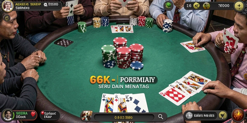 Tampilan gameplay Poker yang mendebarkan di 66K.