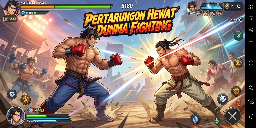 Screenshot utama 8180 menampilkan aksi bertarung yang seru dan dinamis.