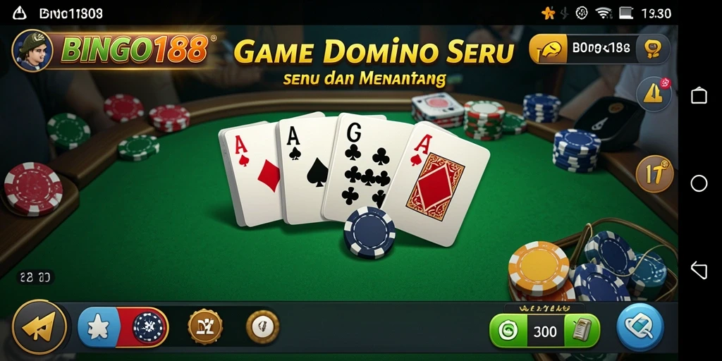 Screenshot gameplay BINGO188 menunjukkan suasana seru bermain Domino.