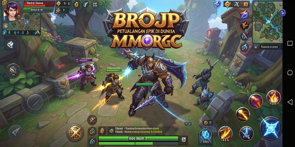 Screenshot gameplay MMORPG BROJP dengan pertarungan seru dan grafis menawan.
