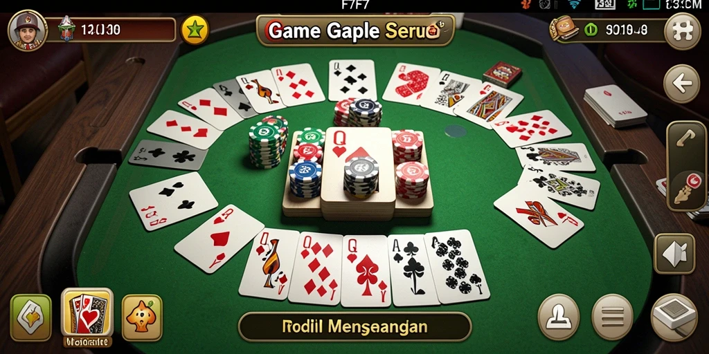 Screenshot gameplay F7F7 menunjukkan aksi seru bermain Gaple.