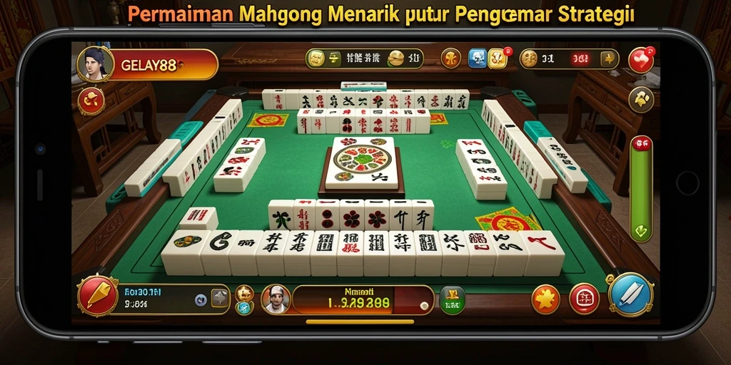 Tampilan gameplay Mahjong yang menarik dari GELAY88 dengan ubin berwarna-warni.