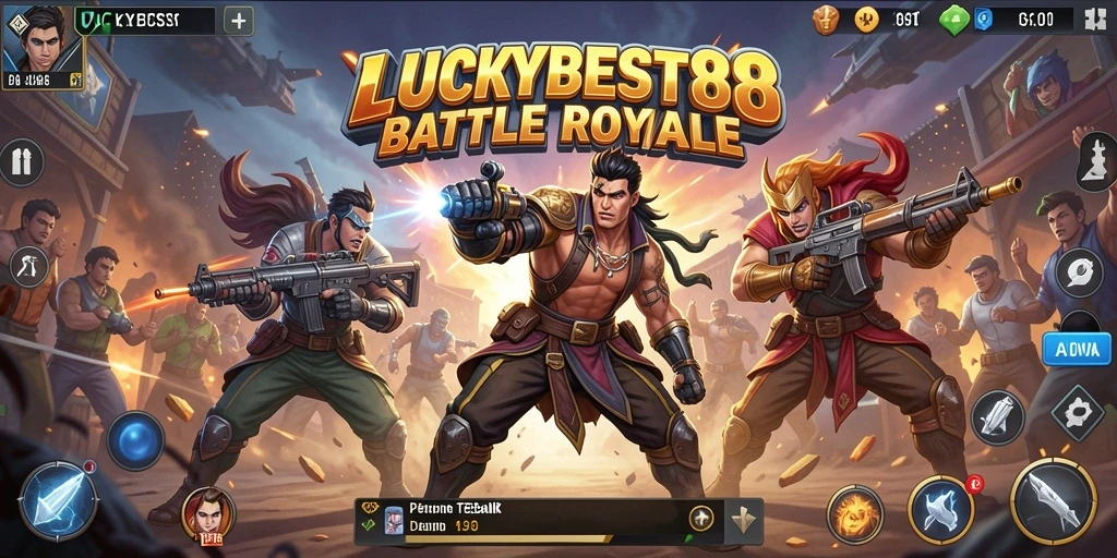 Tangkapan layar memperlihatkan aksi seru dalam pertempuran Battle Royale di LUCKYBEST88.
