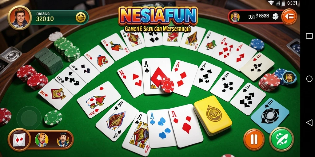Screenshot utama NESIAFUN menampilkan gameplay Gaple yang menarik.
