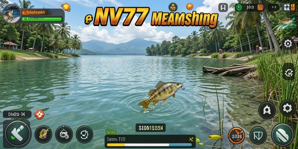 Screenshot NV77 menampilkan gameplay memancing yang seru dan menantang.