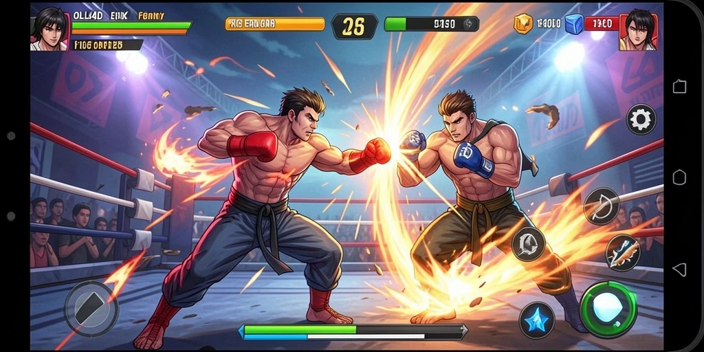 Tampilan gameplay OLLO4D dengan aksi pertarungan yang intens.