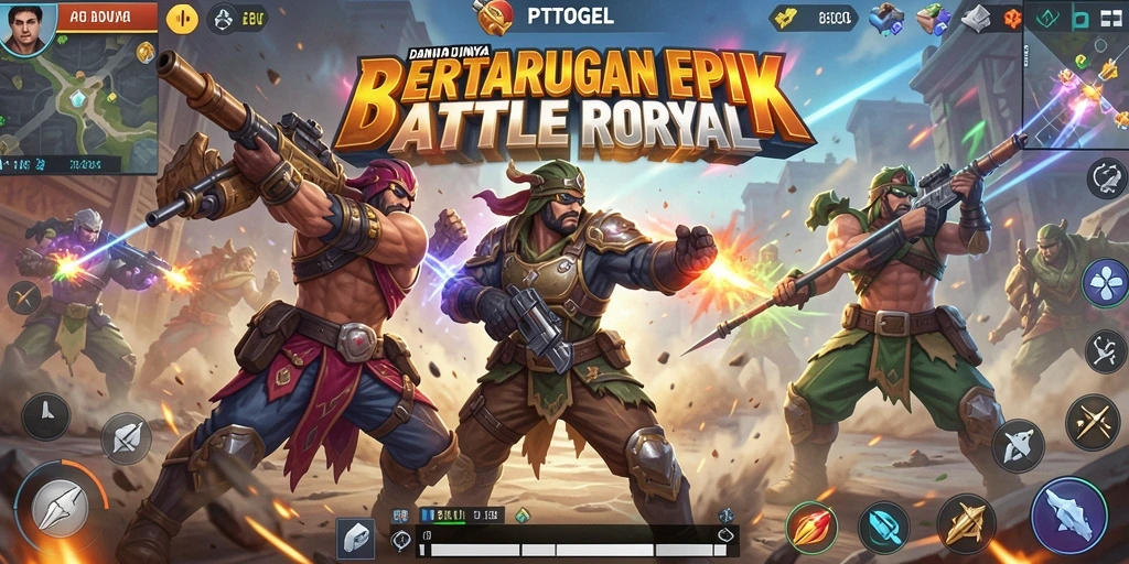 Tangkapan layar gameplay PTTOGEL yang mendebarkan dalam pertempuran Battle Royale.