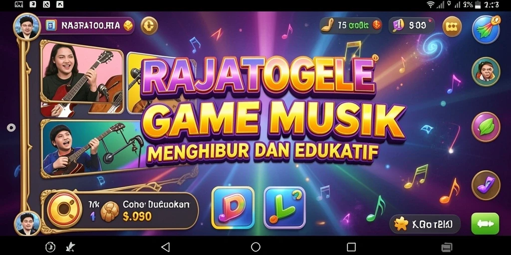 Tangkapan layar utama RAJATOGEL menunjukkan gameplay musik yang seru dan interaktif.