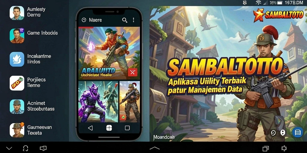 Screenshot utama SAMBALTOTO menampilkan antarmuka aplikasi utility yang modern.